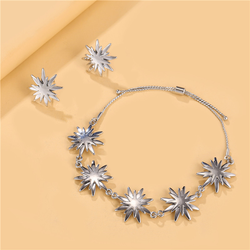 Sun Flower Bracelet Earrings Set display picture 7