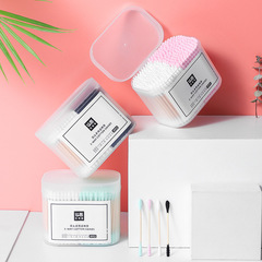 比高廠家300支盒裝雙色棉簽化妝卸妝尖頭白+粉家用掏耳朵棉棒批發