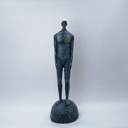 Modern Minimalist Blue Portrait Sculpture Art Decor Sample Room Home Luxury Soft Decoration Resin Figure Ornament