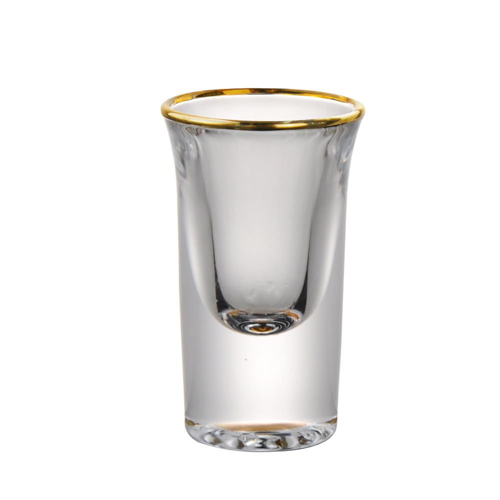 高档小白酒杯中式仿古一口杯描金轻奢分酒壶水晶玻璃子弹杯分酒器