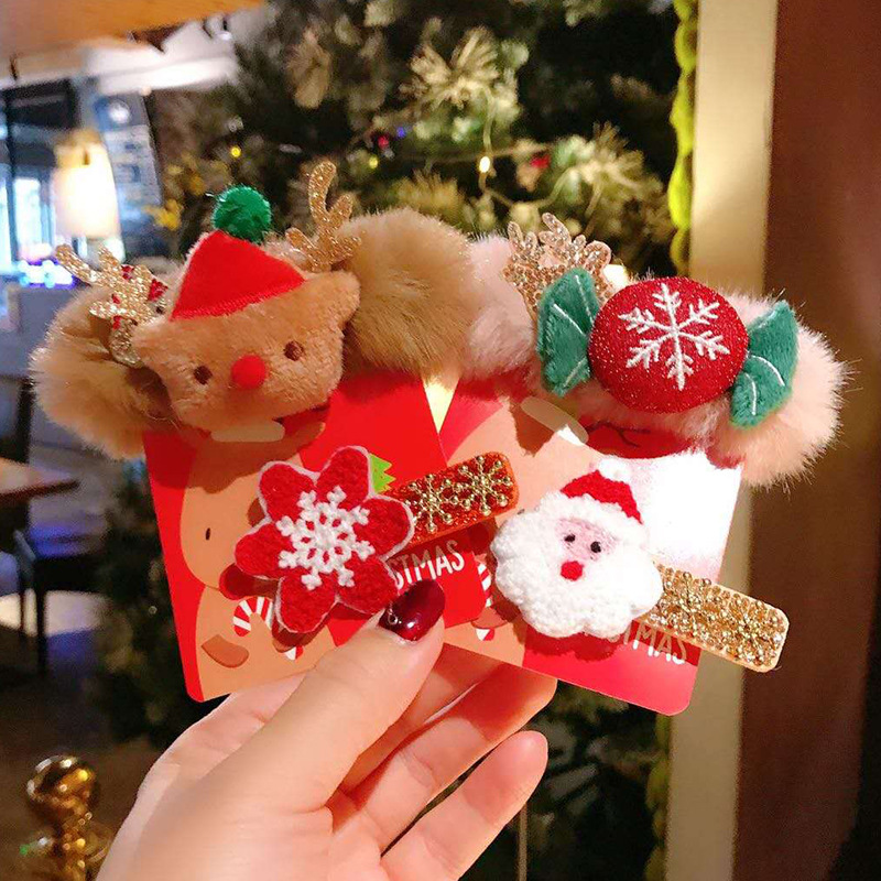 Ensemble De Deux Pinces À Cheveux En Velours À La Mode De Noël display picture 4