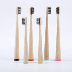 2022 Standing Toothbrush Conical Bamboo Toothbrush Round Tail Bamboo Handle Toothbrush Bamboo Charcoal Bristles Wholesale