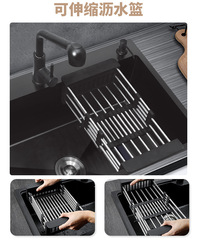 Manufacturer wholesale nano black double-bowl 304 stainless steel handmade kitchen sink basin pool set