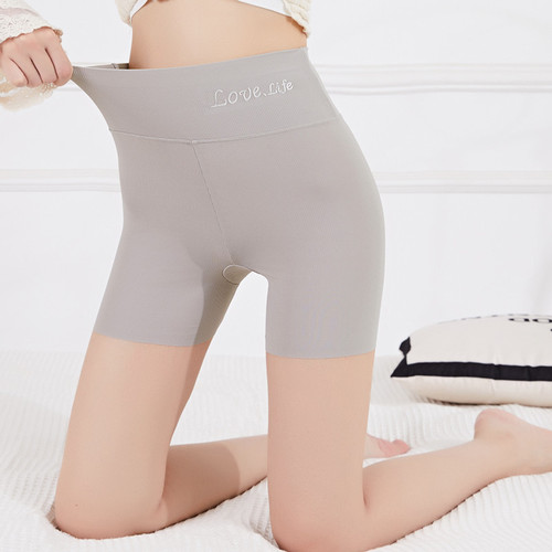 [85-170 catties] Anti-exposure safety pants leggings high-waisted belly-controlling women's threaded ice silk three-point seamless underwear