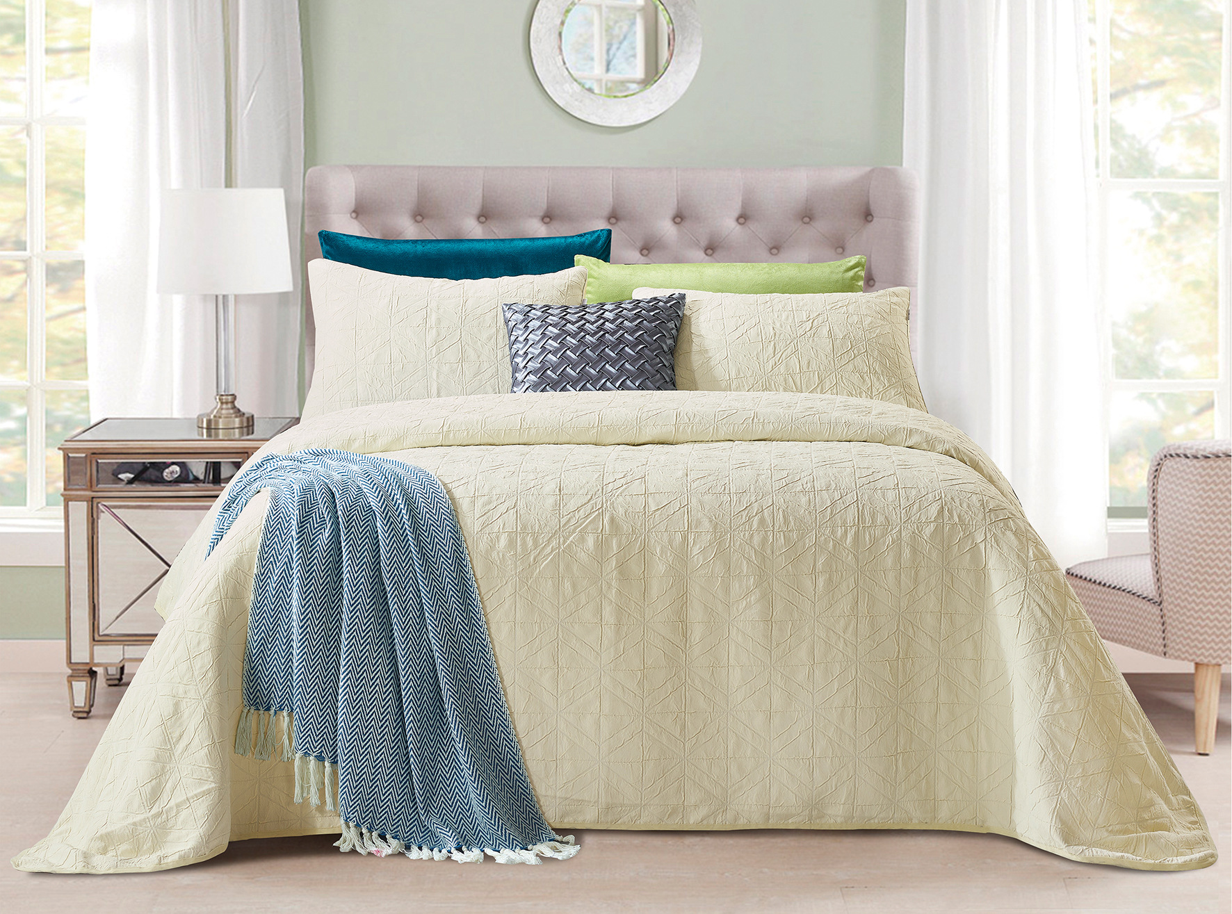 【外貿(mào)專供】外貿(mào)素色床蓋套件