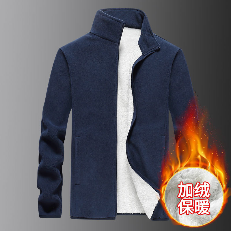 Chaqueta de Forro Polar de Talla Grande para Hombre, Sudadera de Forro Polar de Invierno, Ropa de Hombre de Talla Extra Grande, Chaqueta de Cuello Alto para Caballero de Negocios