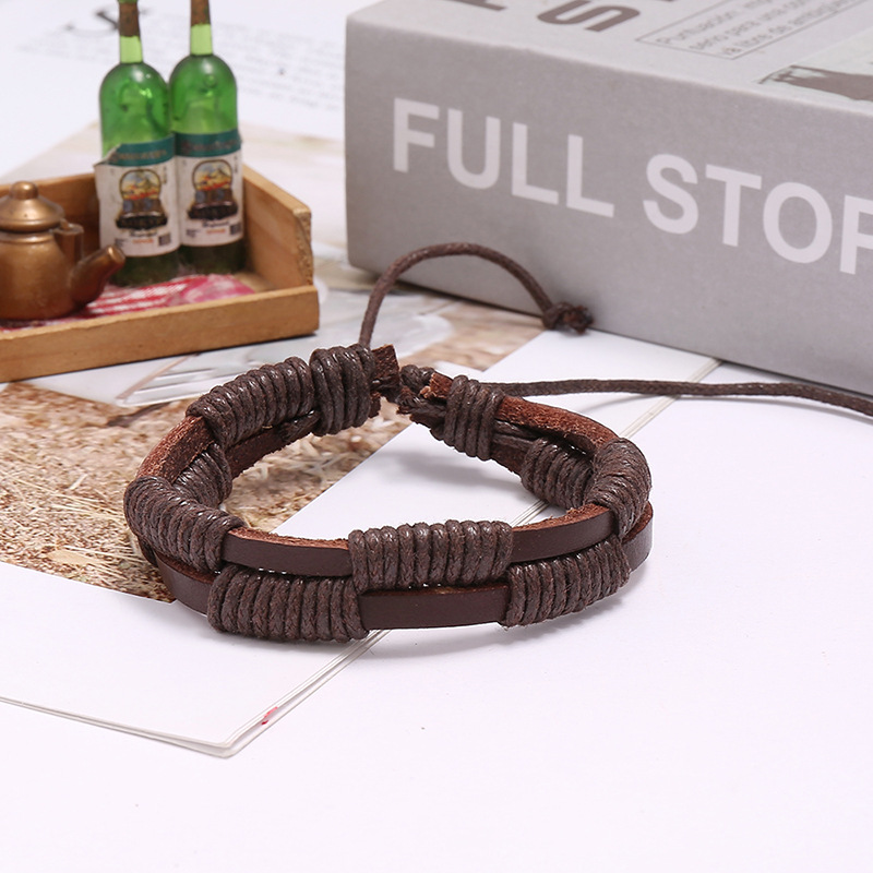 simple retro woven cowhide bracelet