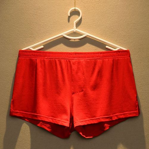 New men's loose underwear pure cotton trendy boxer briefs youth personality red shorts four-corner solid color shorts head