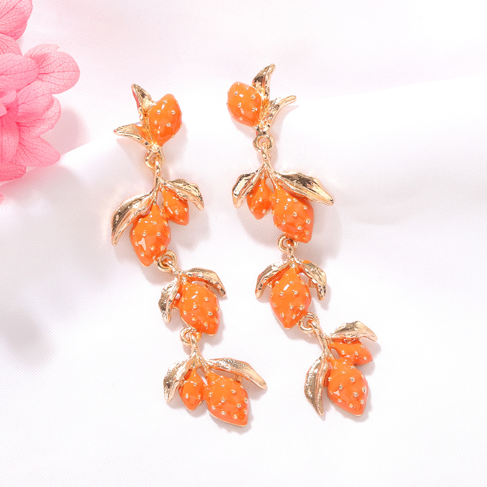 Alloy Drop Oil Lemon Earrings Fashion Natural Earrings Wholesale Nihaojewelry display picture 5