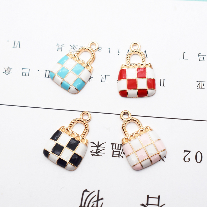 10 Pcs/package Simple Style Bag Lattice Alloy Enamel Jewelry Accessories display picture 3