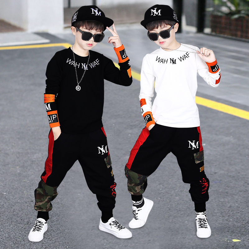New Mid Autumn Boys' Set T-shirt long sleeved+long work pants Children's casual sportswear trend_voghion.com