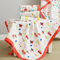 Gauze bath towel six-layer high-density wide-brimmed cartoon printed towel quilt children's quilt children's four-season blanket air-conditioning quilt