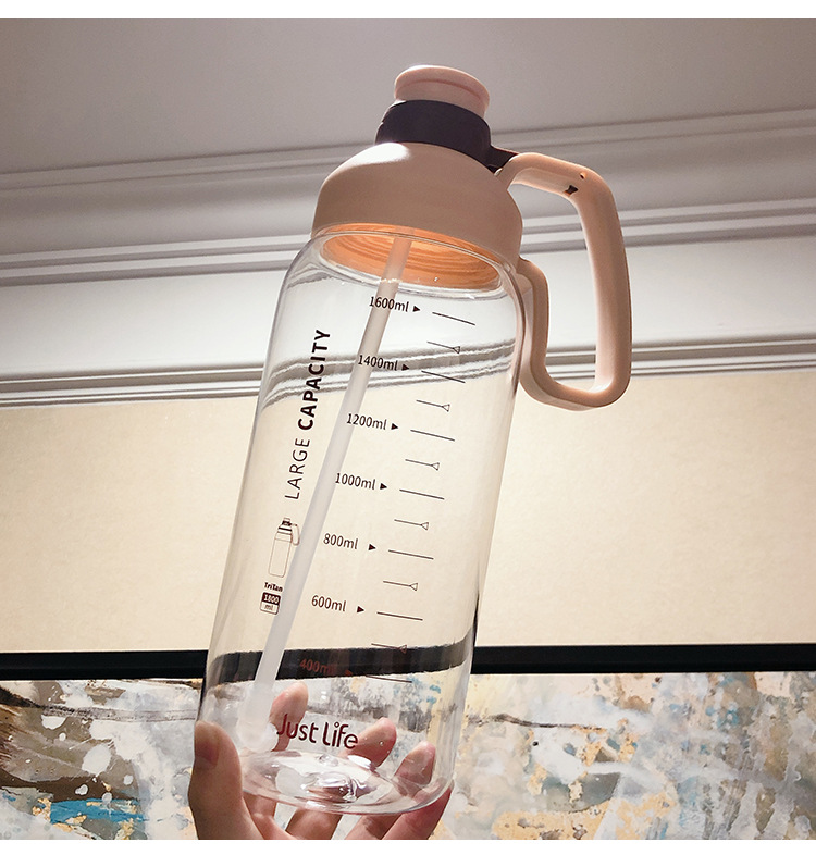 Plastic Water Cup With Scale Female Large Capacity 1.8l Portable Water Bottle Straw Space Cup Outdoor Sports Bottle display picture 5