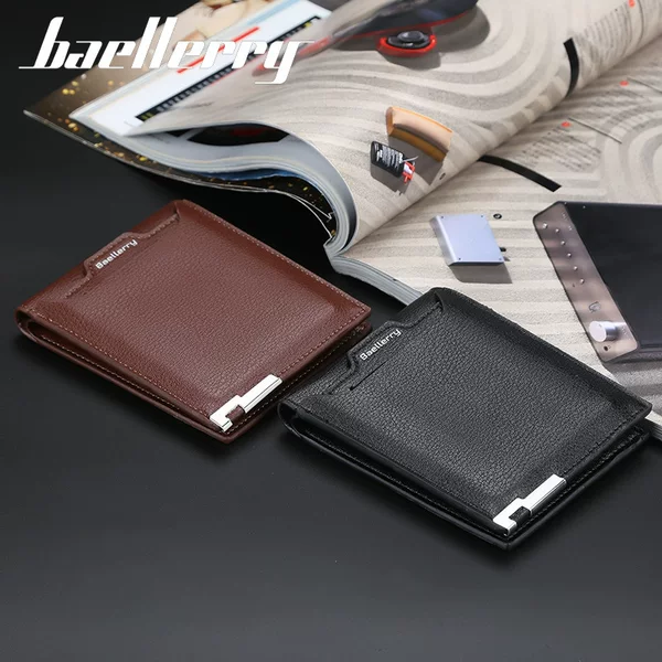 Baellerry Men's Short Wallet Korean Style Open-Top Multi-Card Slot Wallet Fashionable Soft Leather Iron-Edged Ticket Holder Wholesale