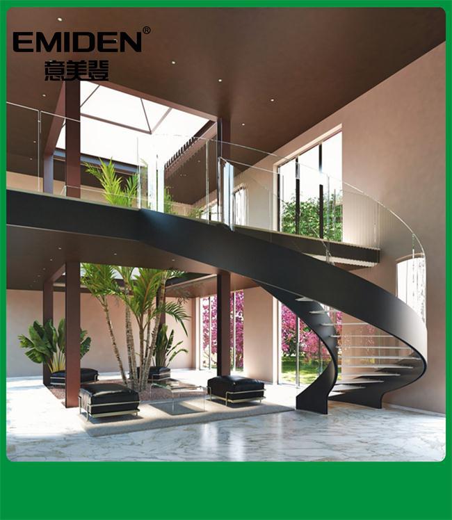 深圳高档大型会所钢木楼梯，别墅楼梯，办公楼梯