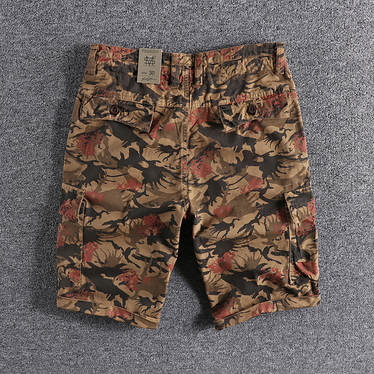 Retro trend washing camouflage youth five-point pants Europe and the United States foreign trade original single men's workwear shorts casual pants 25