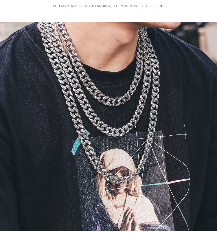 Hip-Hop Solid Color Alloy Inlay Artificial Diamond Unisex Bracelets Necklace 1 Piece