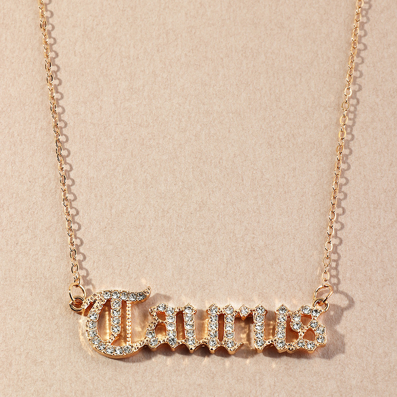 fashion  retro  diamond twelve constellation necklace