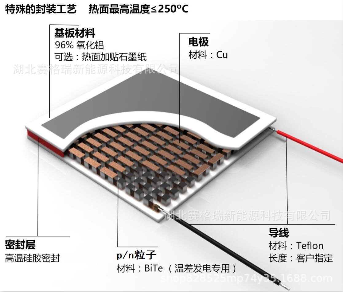 厂家直批半导体温差发电芯片TEG塞贝克效应热电效应无源器件12708