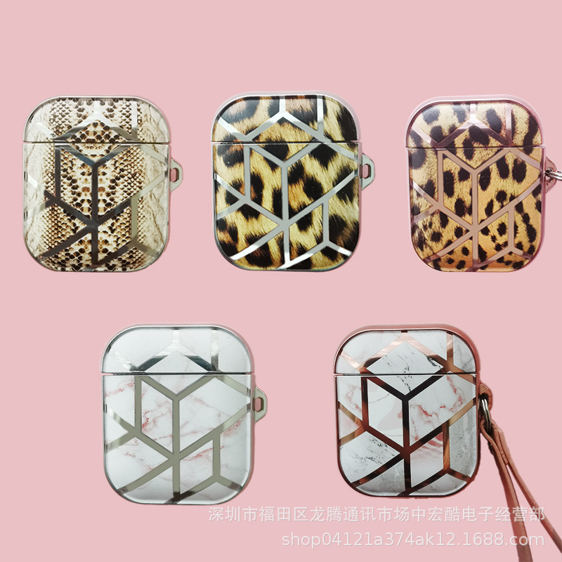 适用AirpodsTPU电镀几何大理石苹果蓝牙耳机套Airpods pro 送挂绳|ms