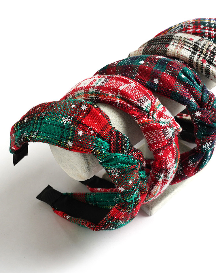 50g Weight Hair Band Event & Party Supplies Hair Band Hair Accessories Type 1 Piece Quantity Festival Occasion Christmas Festival Plaid, Snowflake Pattern Women'S Gender Fashion Style Fashion Plaid Snowflake Cloth Hair Band 1 Piece