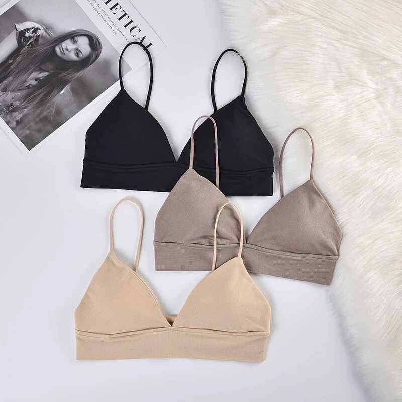 Cross-Border French Triangular Cup Thin Wrapped Chest Wire-Free Spaghetti Straps Beautiful Back Tube Top Comfortable and Breathable Bottoming Intimates for Women