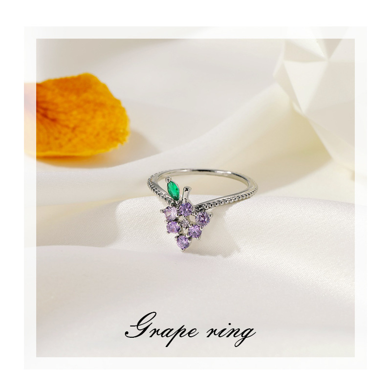 New Cute Fruit  Fun Grape Apple  Ring Wholesale Nihaojewelry display picture 5