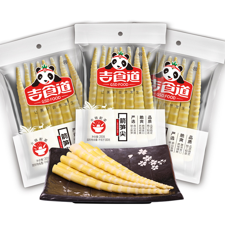 吉食道厂家直销罗汉笋尖200g四川竹笋新鲜脆嫩高固形物免浸泡包邮