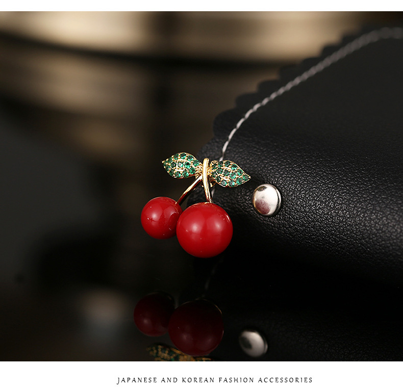 Cute Light Luxury Cherry Brooch Fruit Fashion Brooch Wholesale display picture 3