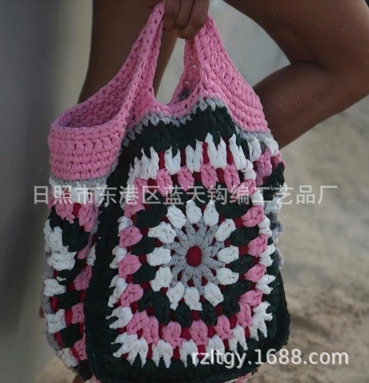 外贸手工钩针毛线花，手钩针花，钩针手钩花毛线饰品