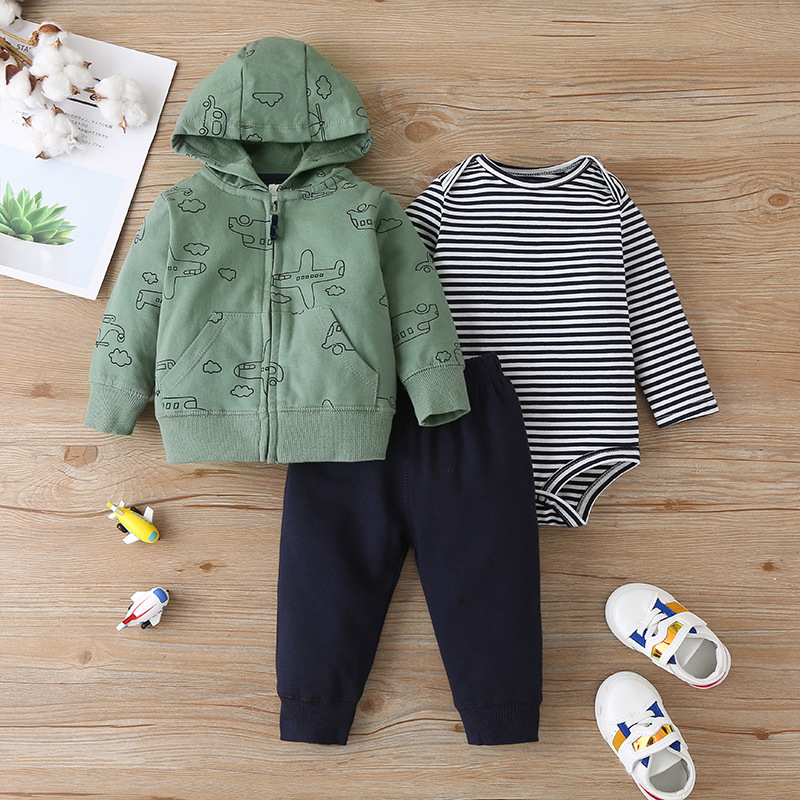 Autumn Baby Cartoon 3-piece Zipper Jacket Baby Fashion Romper display picture 5