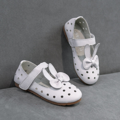 2020夏季新款真皮儿童凉鞋女童兔子头时尚魔术贴软底包头厂家直销|ru