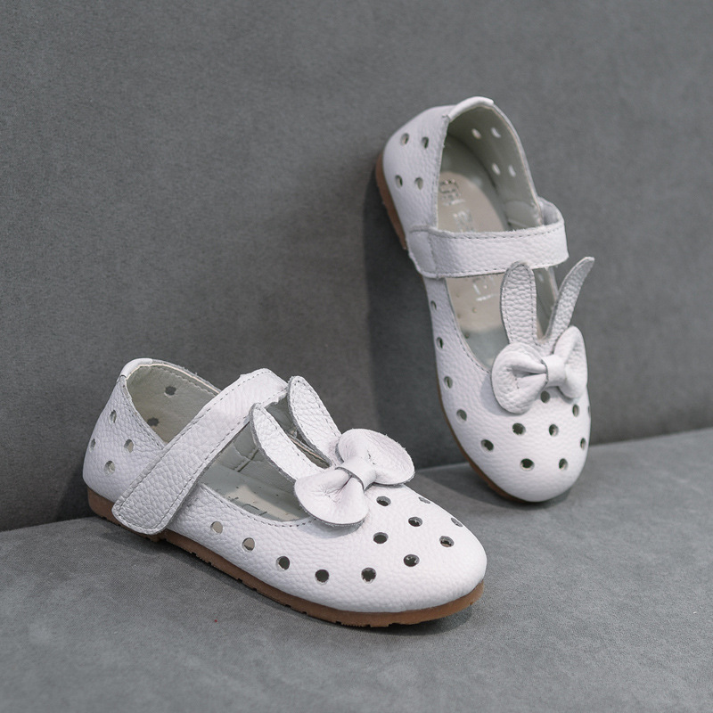 2020夏季新款真皮儿童凉鞋女童兔子头时尚魔术贴软底包头厂家直销|ru