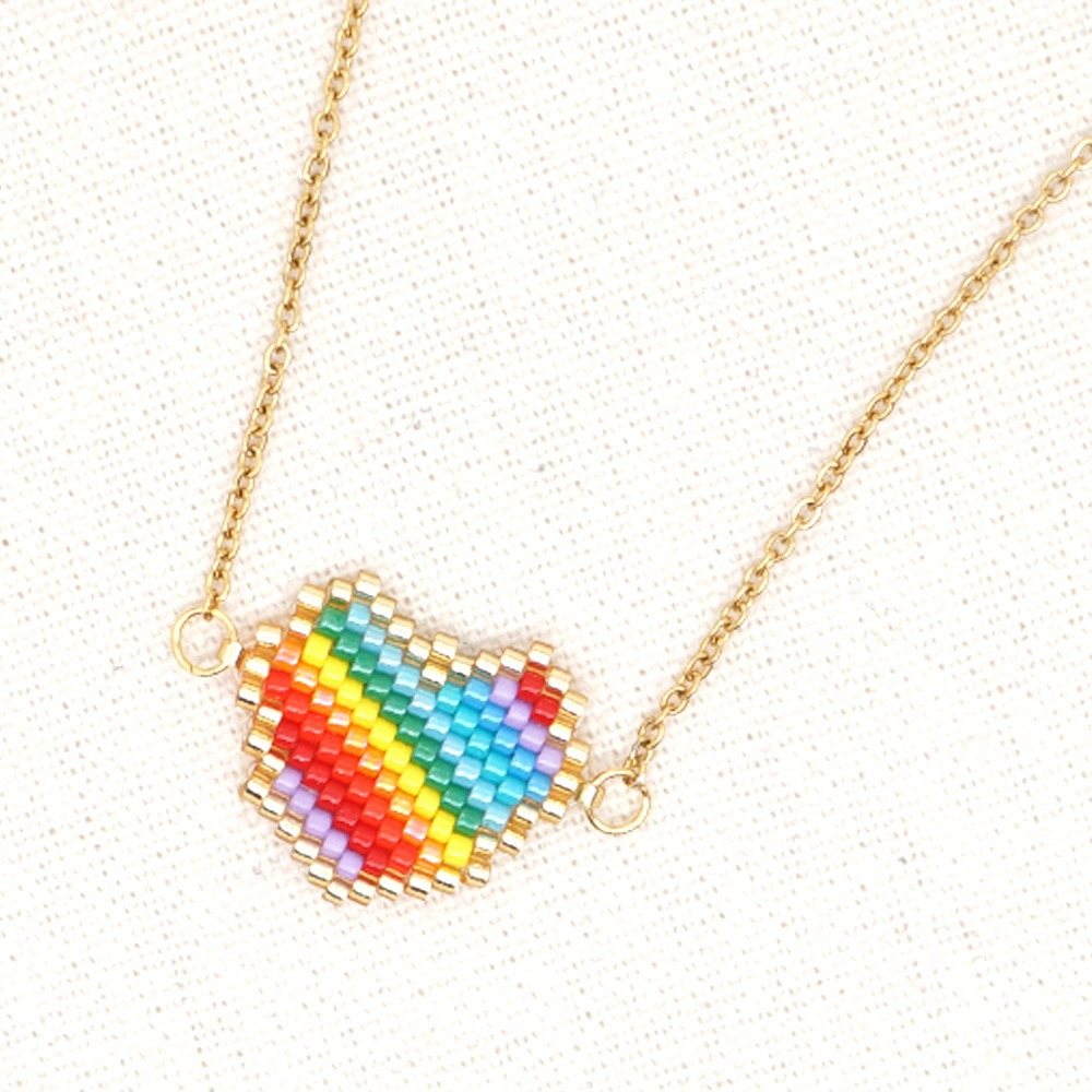Wholesale Jewelry Bohemian Rainbow Heart Pendant Necklace Nihaojewelry display picture 4