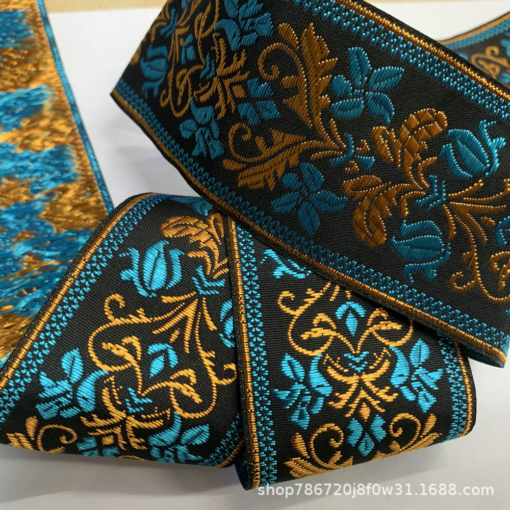 (腾来）新款现货供应50MM民族风电恼提花带织唛提花带服装鞋帽带.