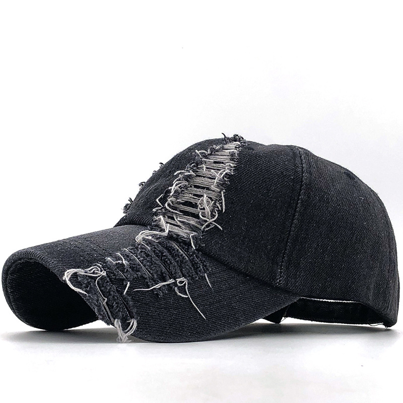 Unisex Ripped Denim Baseball Cap Trendy Washed Cotton Fishing Hat Simple Plain Casual Streetwear Adjustable Cap For All Seasons_voghion.com
