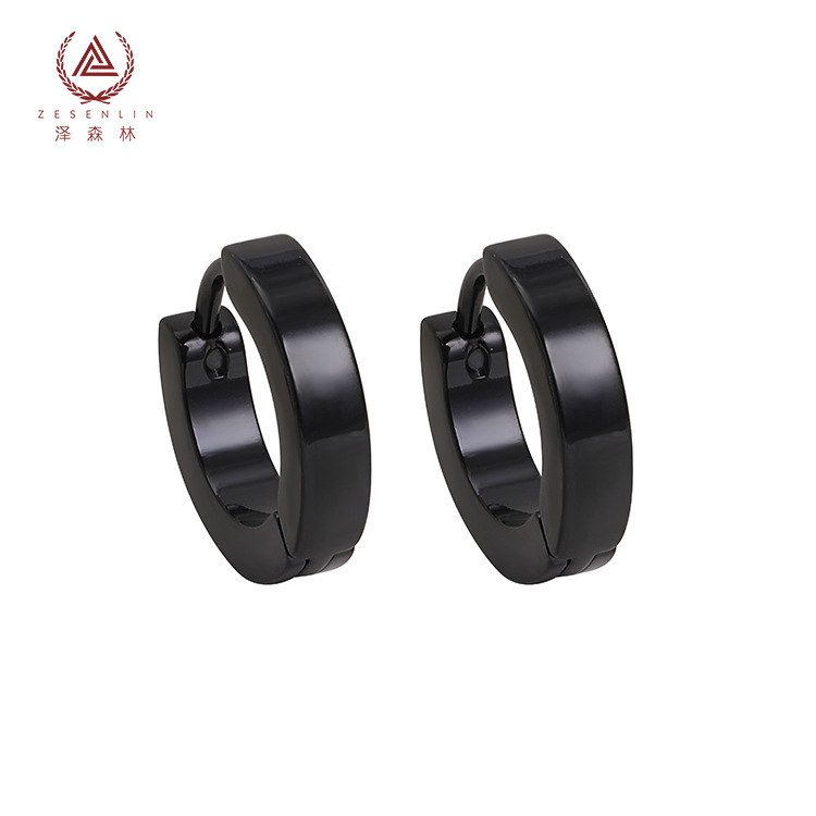 Men's Titanium Steel Earrings Geometric Polish Punk Vintage Ear Cuff for Women - 3x9mm Black detail image 14