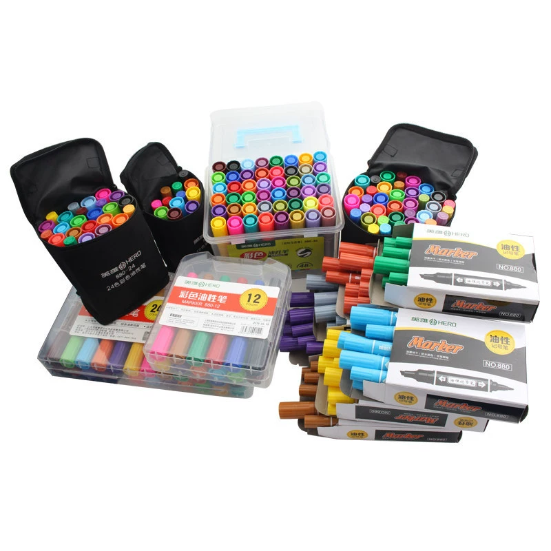 Гелевая/масляная ручка Hero 880 Art Color Painting Pen 24 цвета, двухсторонняя маркировочная ручка POP Pen Marker