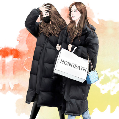 情侣款羽绒服男士女长款到脚裸明星同款中戏校服中长过膝羽绒服