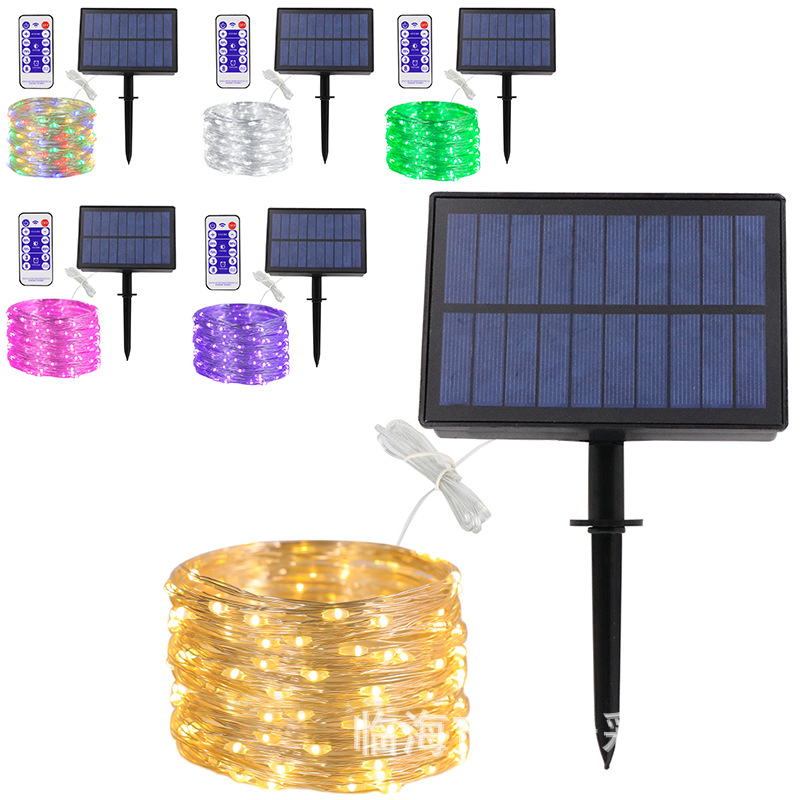 LED灯串遥控太阳能铜线灯200灯500灯户外防水圣诞灯日庭院装饰灯|ms