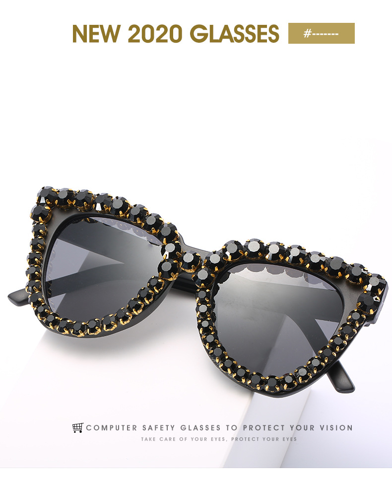 Fashion Solid Color Ac Cat Eye Diamond Full Frame Women's Sunglasses display picture 1