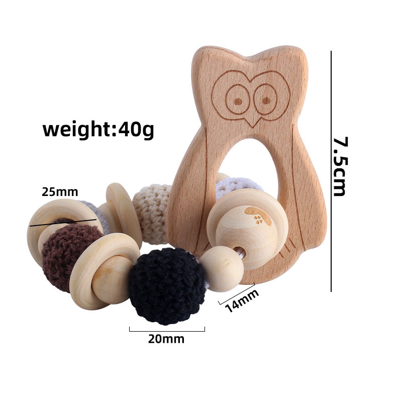 Bebé DIY creativo de la historieta juguete animal mordedor pulsera nuevo búho silicona mordedor palo