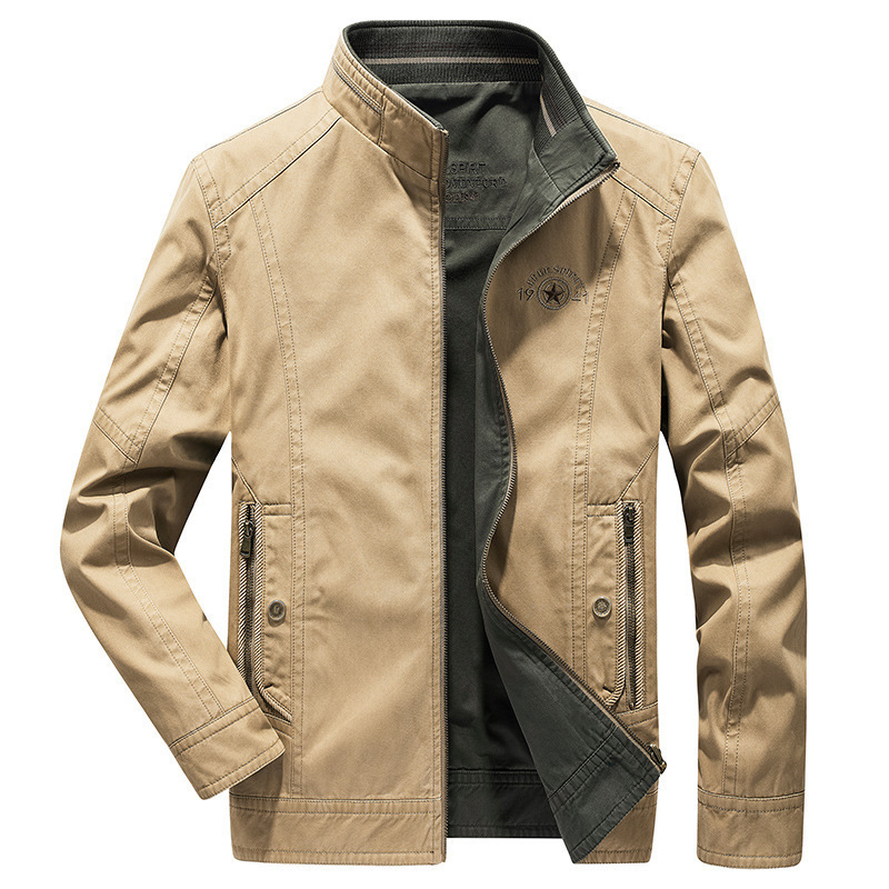 Primavera transfronteriza nuevos hombres de moda casual más tamaño chaqueta de cuello alto desgaste de doble cara chaqueta de dos caras superior
