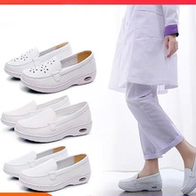 气垫护士鞋女春夏季白色软底透气护士单鞋医生气垫防滑坡跟工作鞋