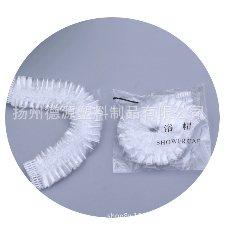 Фабрика оптом полосы одноразовые шапочка для душа водонепроницаемый утолщенный отель шапочка для душа пластиковая шапочка для душа PE шапочка для душа