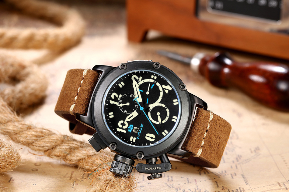 Automatic Mechanical Men's Watch With Luminous Rose Gold Case_voghion.com