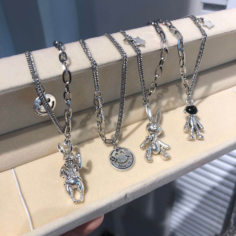 Titanium Steel Necklace Mechanical Rabbit Design Hiphop Style_voghion.com