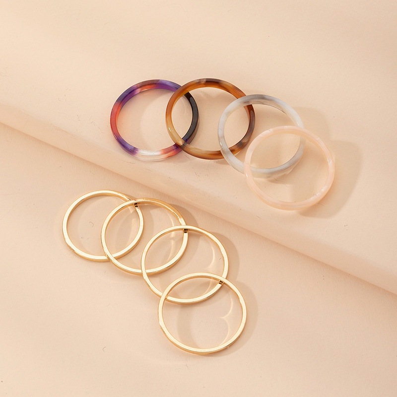 Simple New Hollow  Geometric Color 8-piece Ring Wholesale Nihaojewelry display picture 1