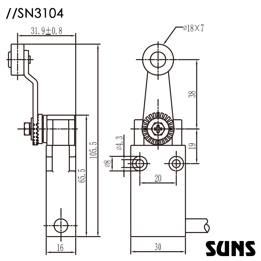 SUNSʵSN31/SN32ϵаȫλѡָϳߴͼ