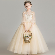 女童禮服公主裙兒童2023洋氣婚紗蓬蓬紗花童走秀主持人鋼琴演出服